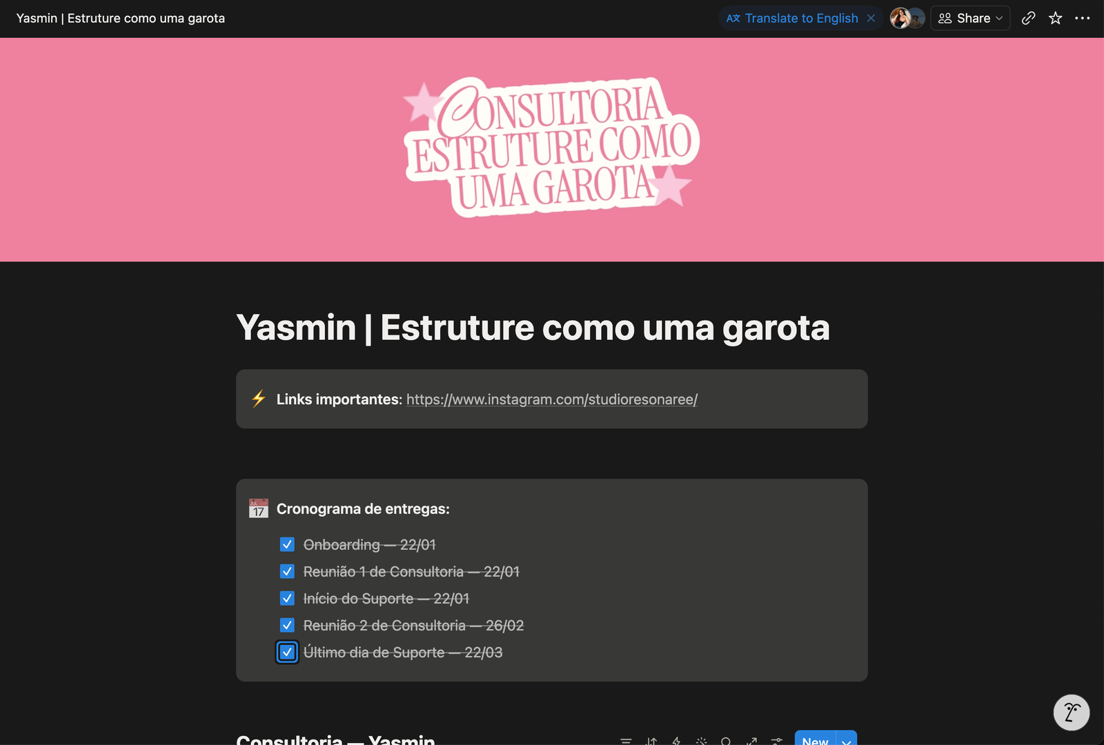 Exemplo de aluna que adaptou