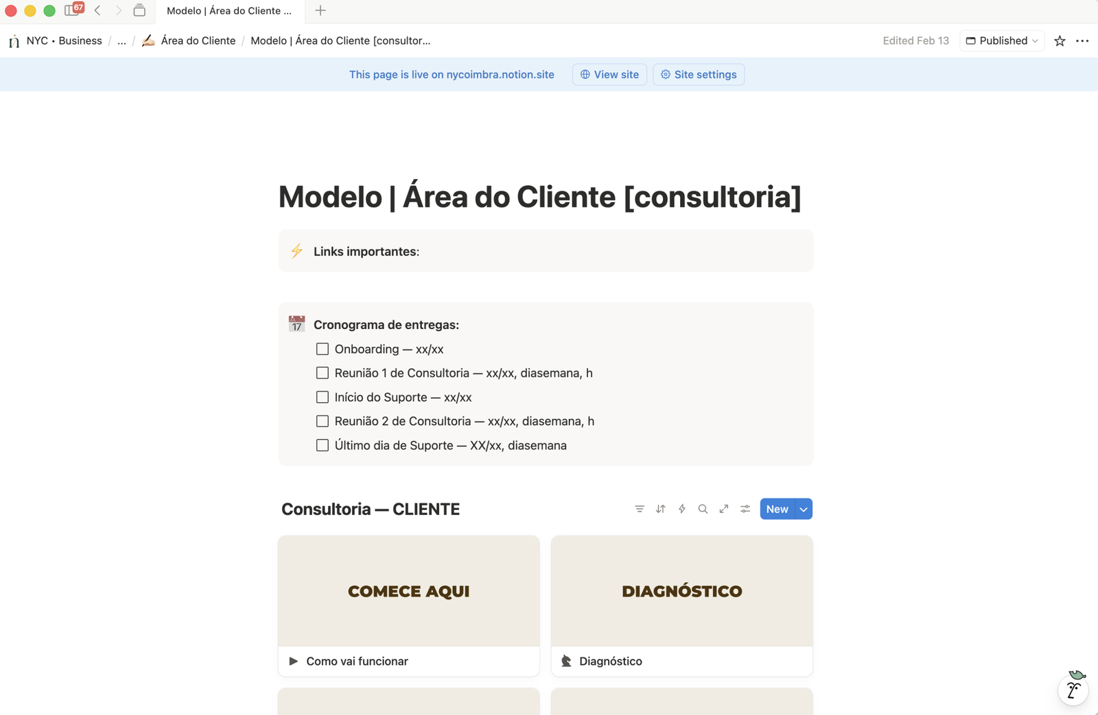 Modelo como vem na plataforma — Serviço recorrente ou Mentoria