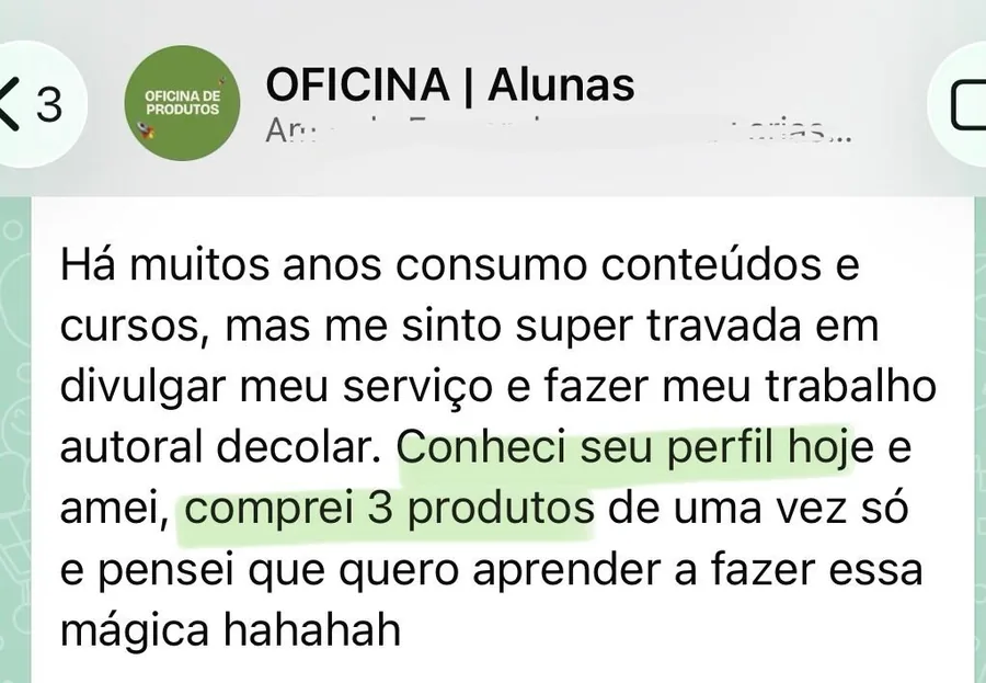 print de mensagem no direct de uma cliente querendo comprar