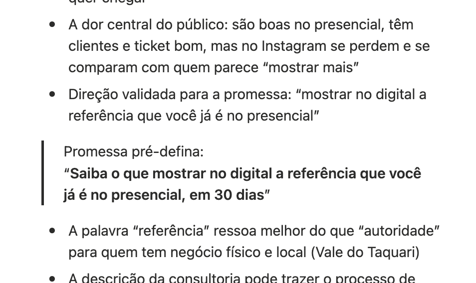 Promessa e oferta do produto