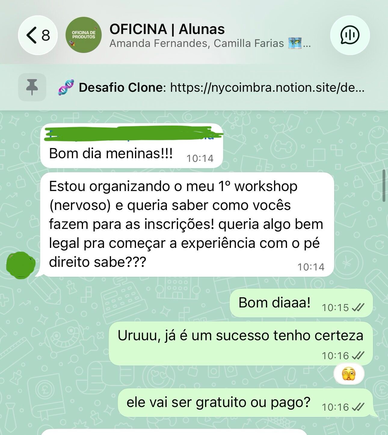 Grupo de alunas da Oficina