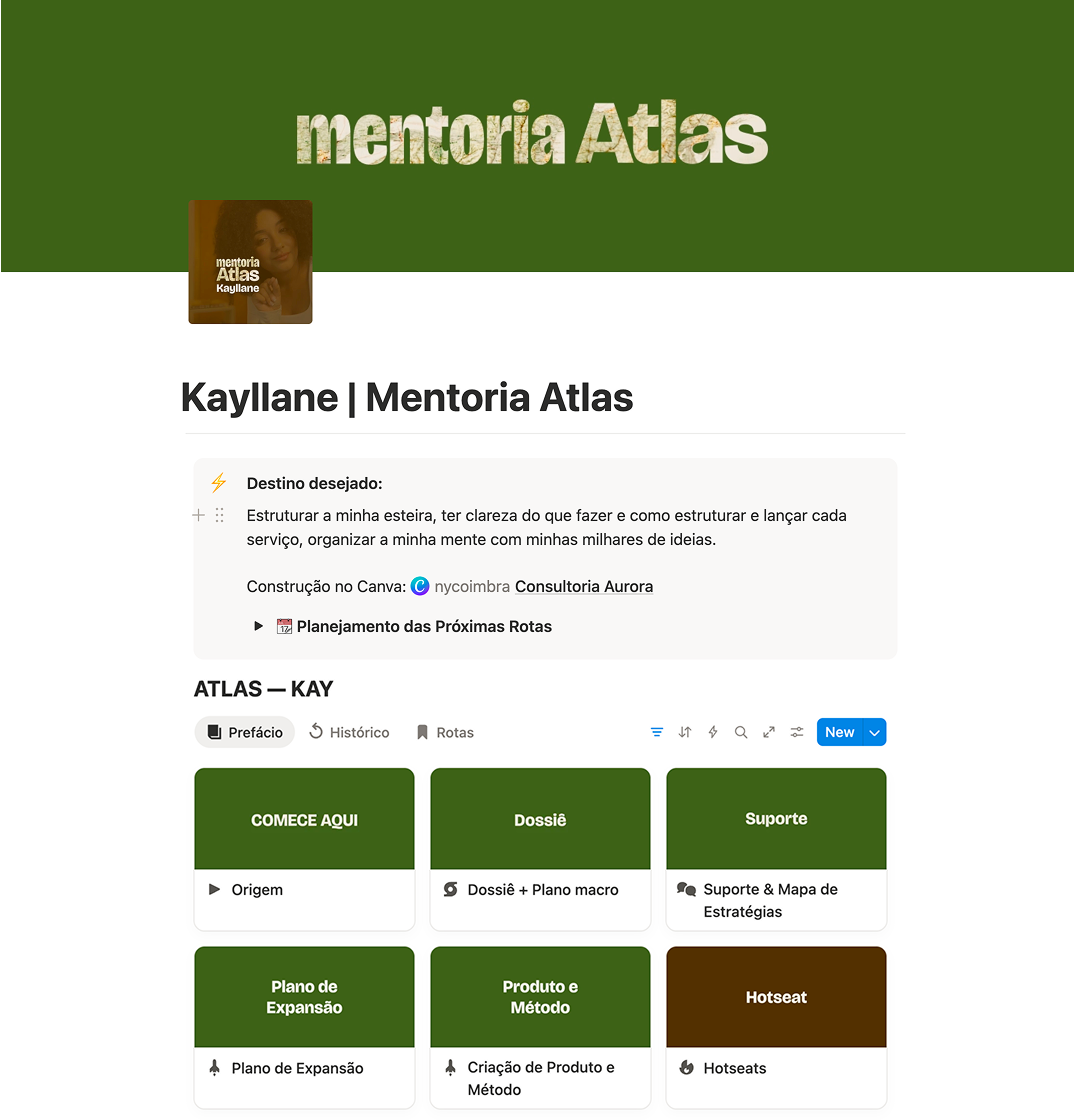Área da Mentorada no Notion
