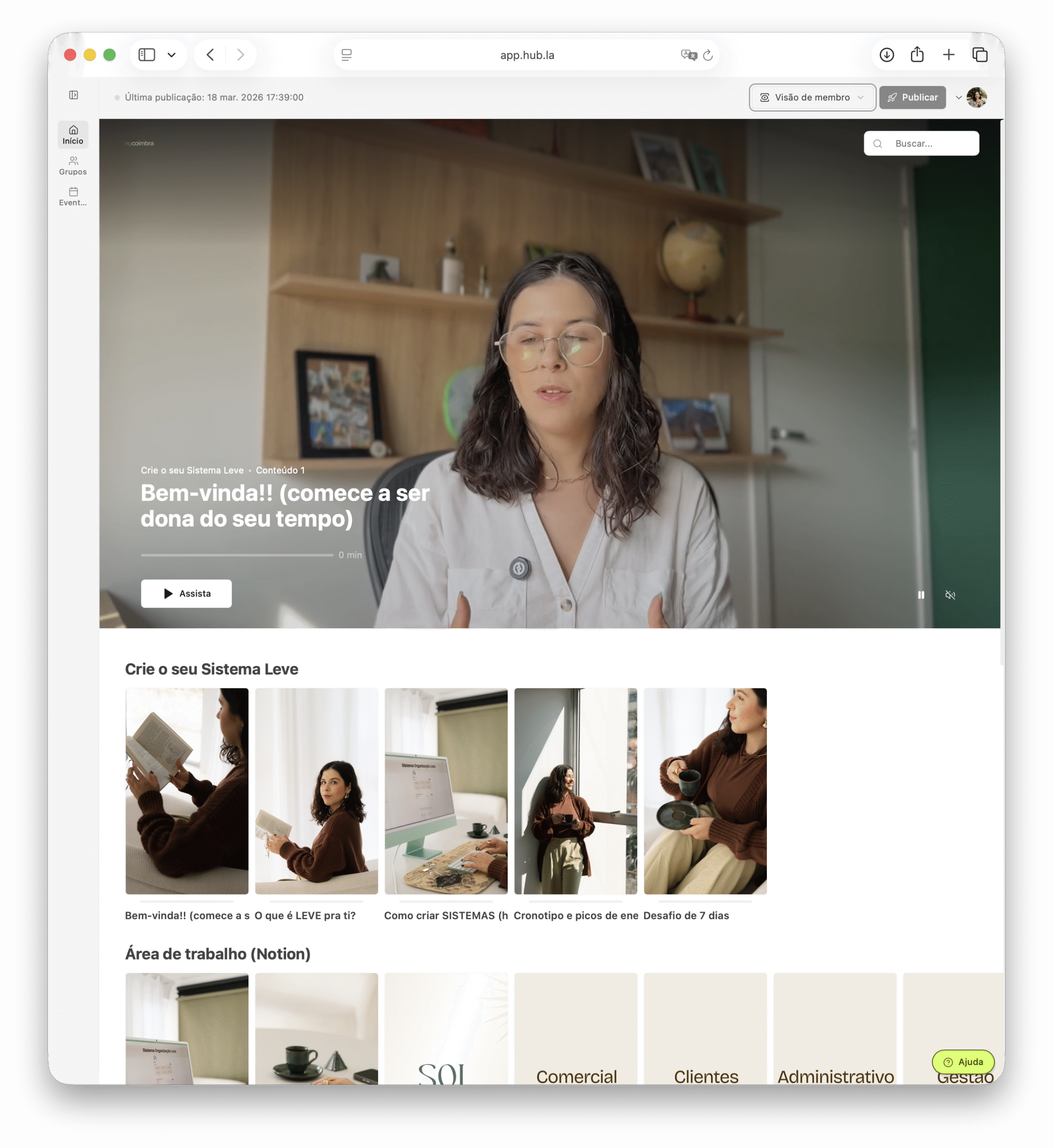 Área de membros — Sistema Organização Leve