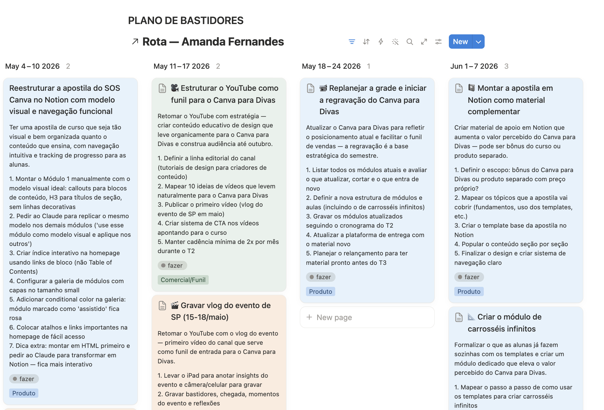 Plano de Bastidores