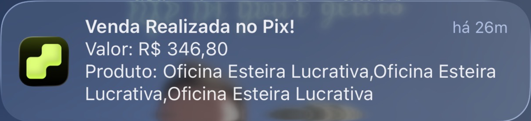 Notificação de venda no Pix